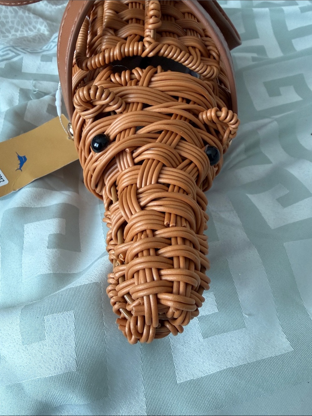 Tommy Bahama Woven Rattan Alligator Bag in Caramel - Picture 4 of 9